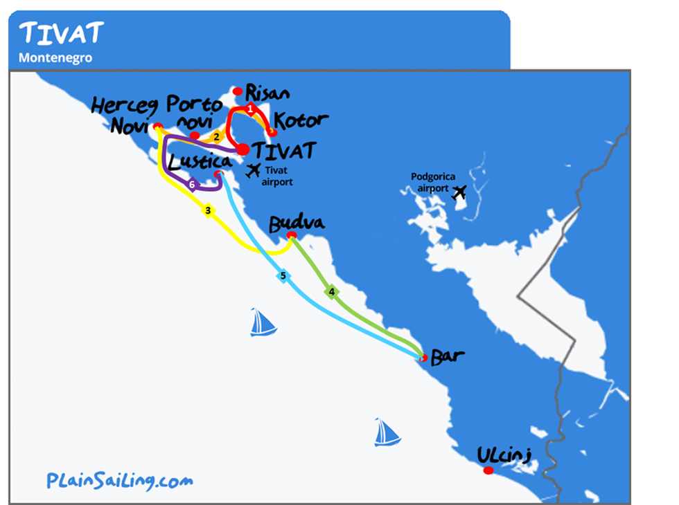 Tivat - 6 day sailing itinerary